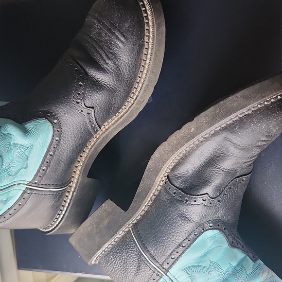 Justin Gypsy Western Short 8" Boots Aqua and Black - Picture 6 of 12